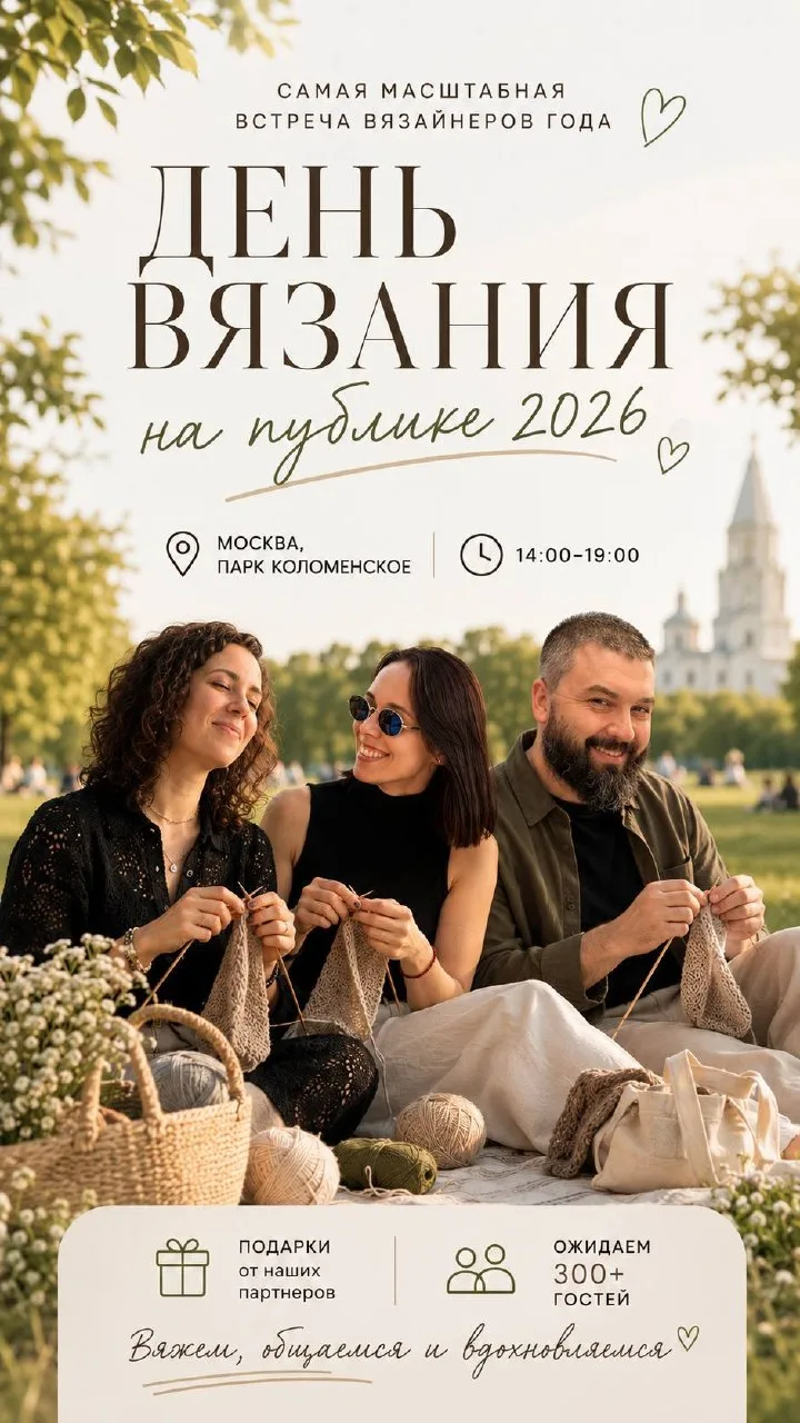 🌿 Уже завтра! Всемирный День Вязания на Публике 2026 🧶