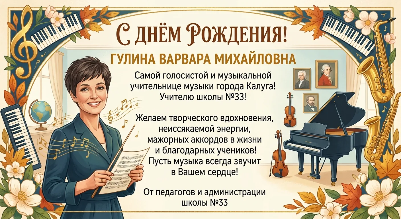 ✨ Музыкальное сердце нашей школы: с днём рождения, Варвара Михайловна! ✨