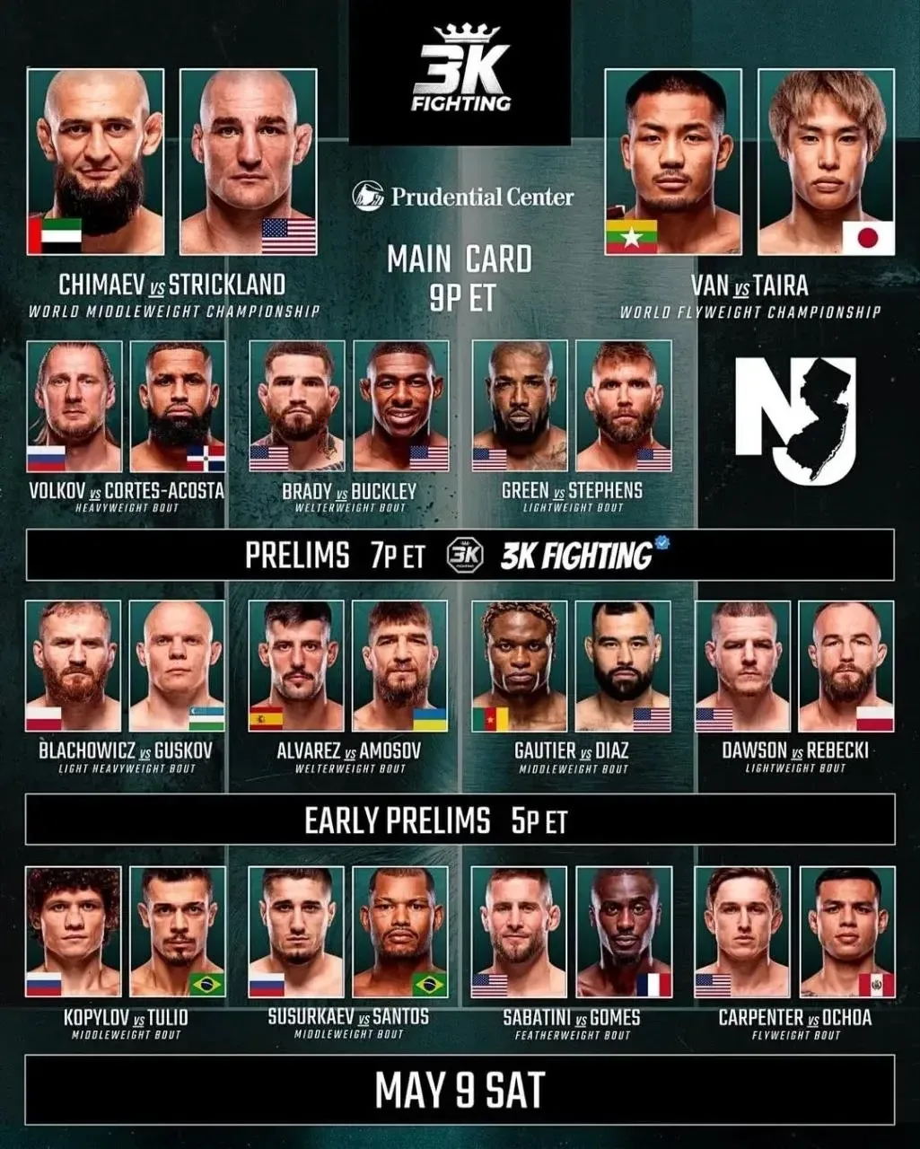 📋 Актуальный файткард #UFC328 (10 мая)
