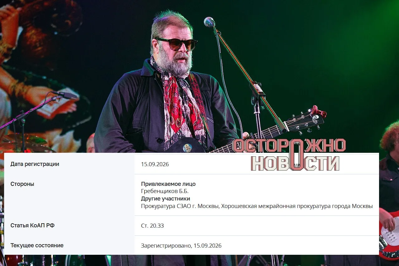 На Бориса Гребенщикова* составили протокол о сотрудничестве с нежелательной организацией.