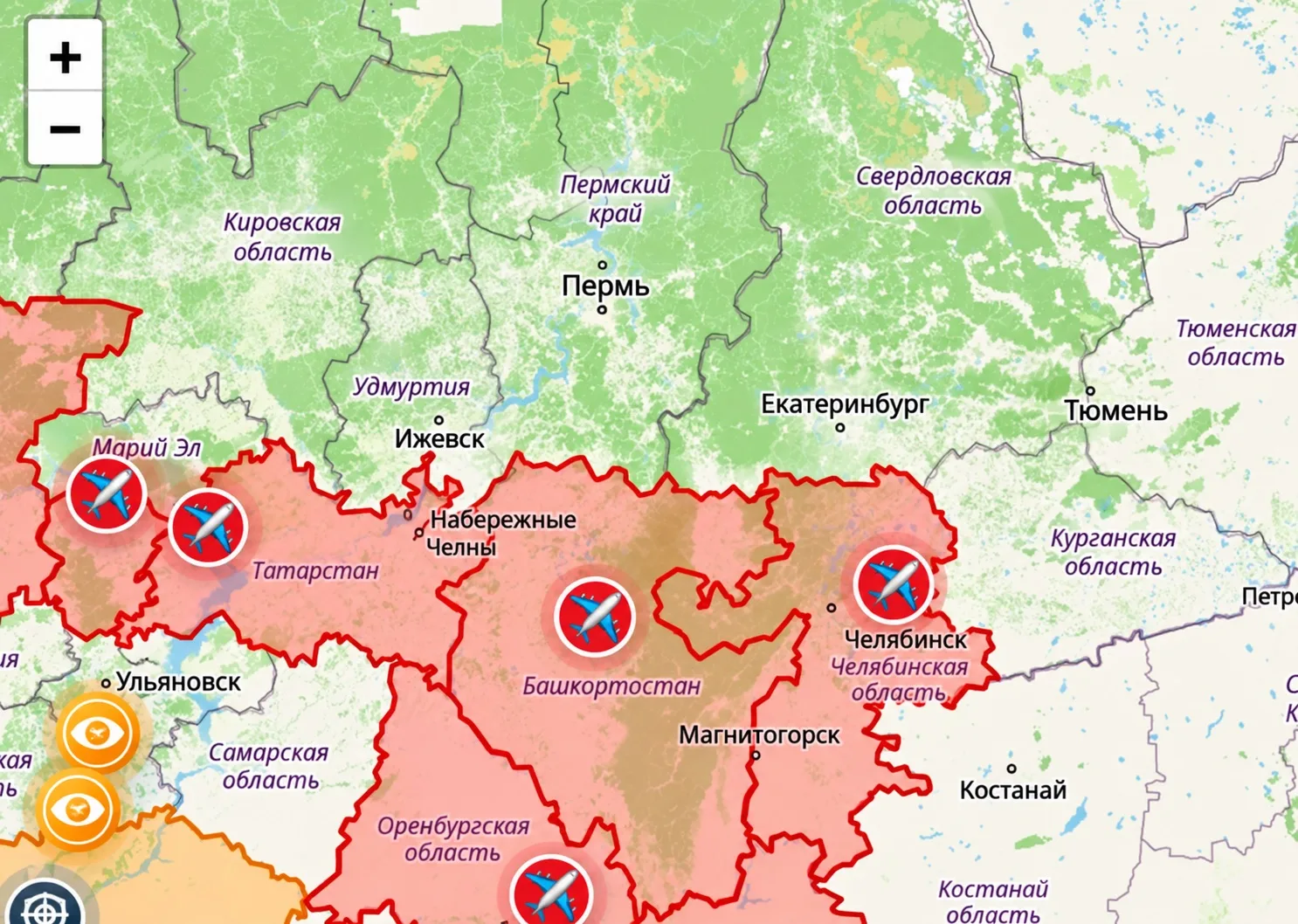 ⚡️БПЛА ушли от Башкортостана в сторону Челябинской области.
