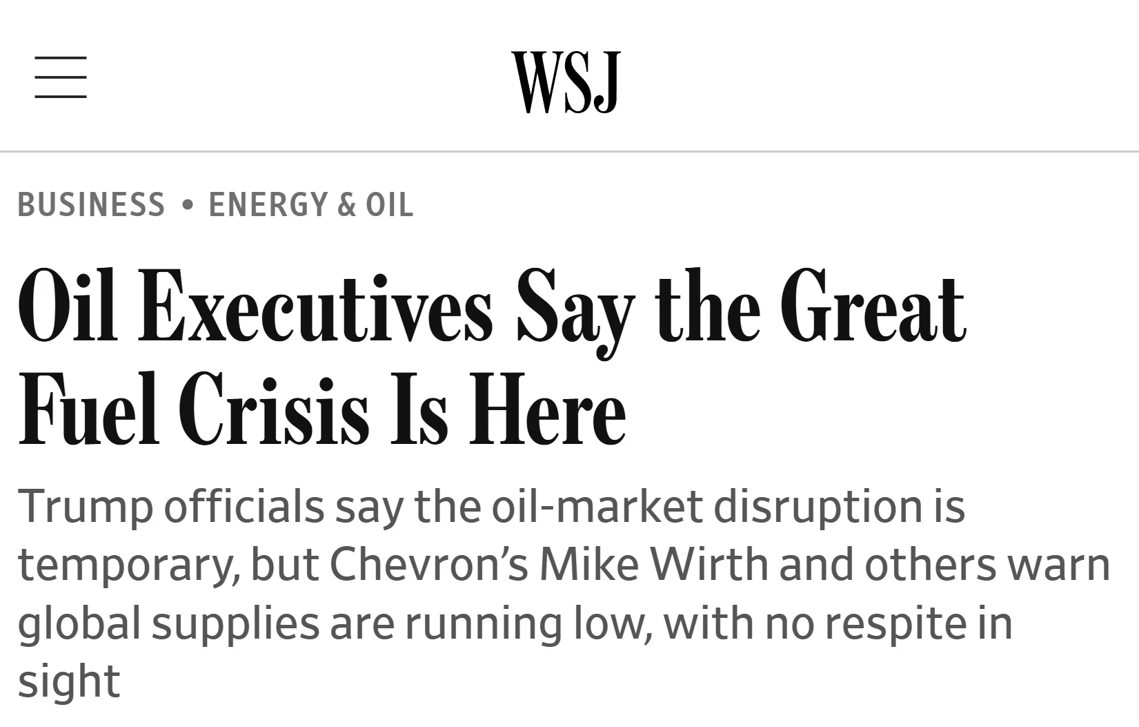 🇺🇸🌏«Великий топливный кризис» наступил, — WSJ