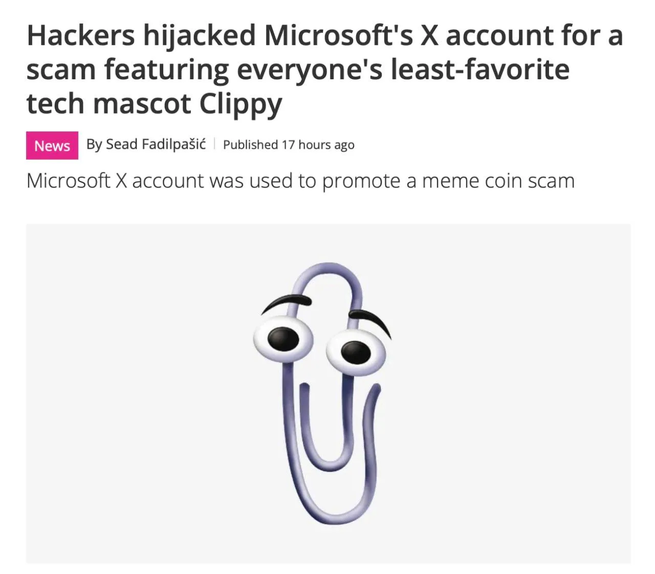 Хакеры взломали аккаунт Microsoft ради продвижения мемкоина Скрепыш. Мошенники использо...