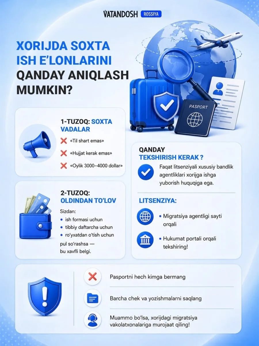 💬 Xorijdagi soxta ish e’lonlarini qanday aniqlash mumkin?  🖥️ Instagramni varaqlab o‘tirganingizda