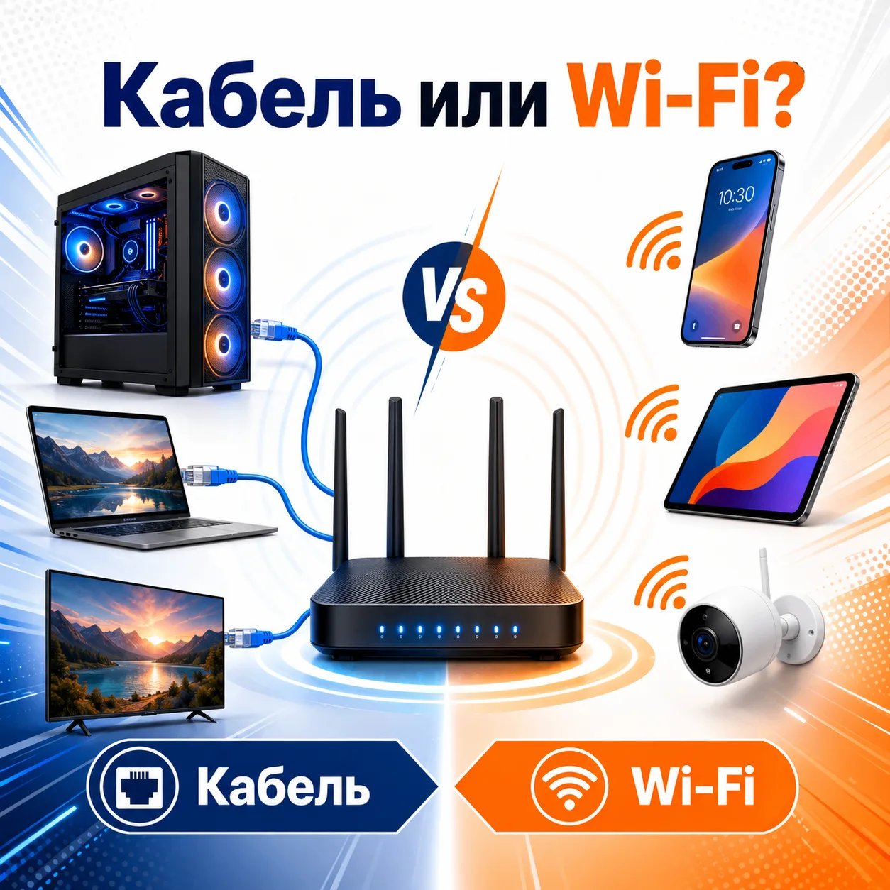 🖥 Кабель или Wi-Fi: что выбрать для разных устройств?

Современный Wi-Fi удобен, но для некоторых у