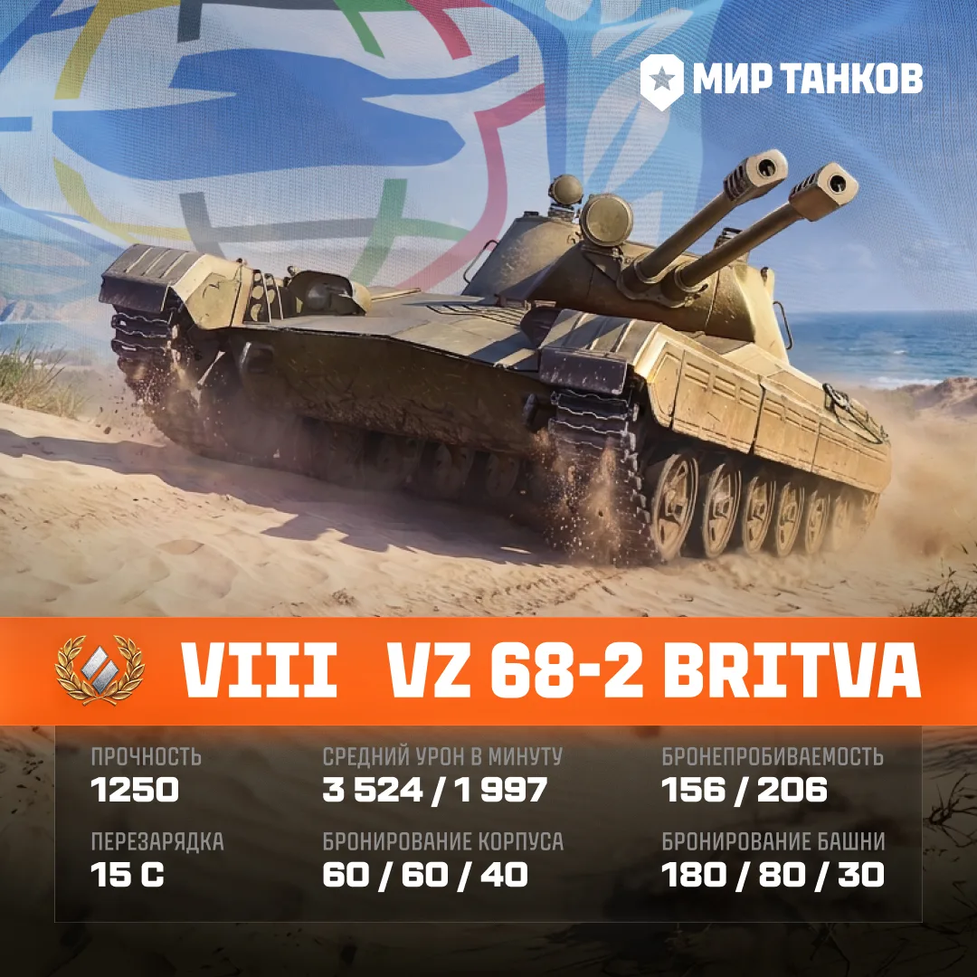 🆕 Vz. 68-2 Britva - новый средний премиум танк VIII уровня Сборной наций и первый обла...