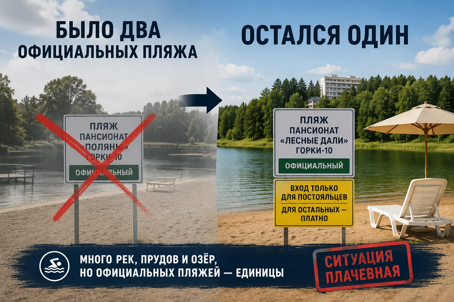 🏖 Было два официальных пляжа, остался один.

Сегодня на сайте администрации Одинцовского округа опу