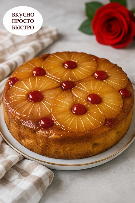 🍍 ПЕРЕВЁРНУТЫЙ ПИРОГ С АНАНАСАМИ 🍍