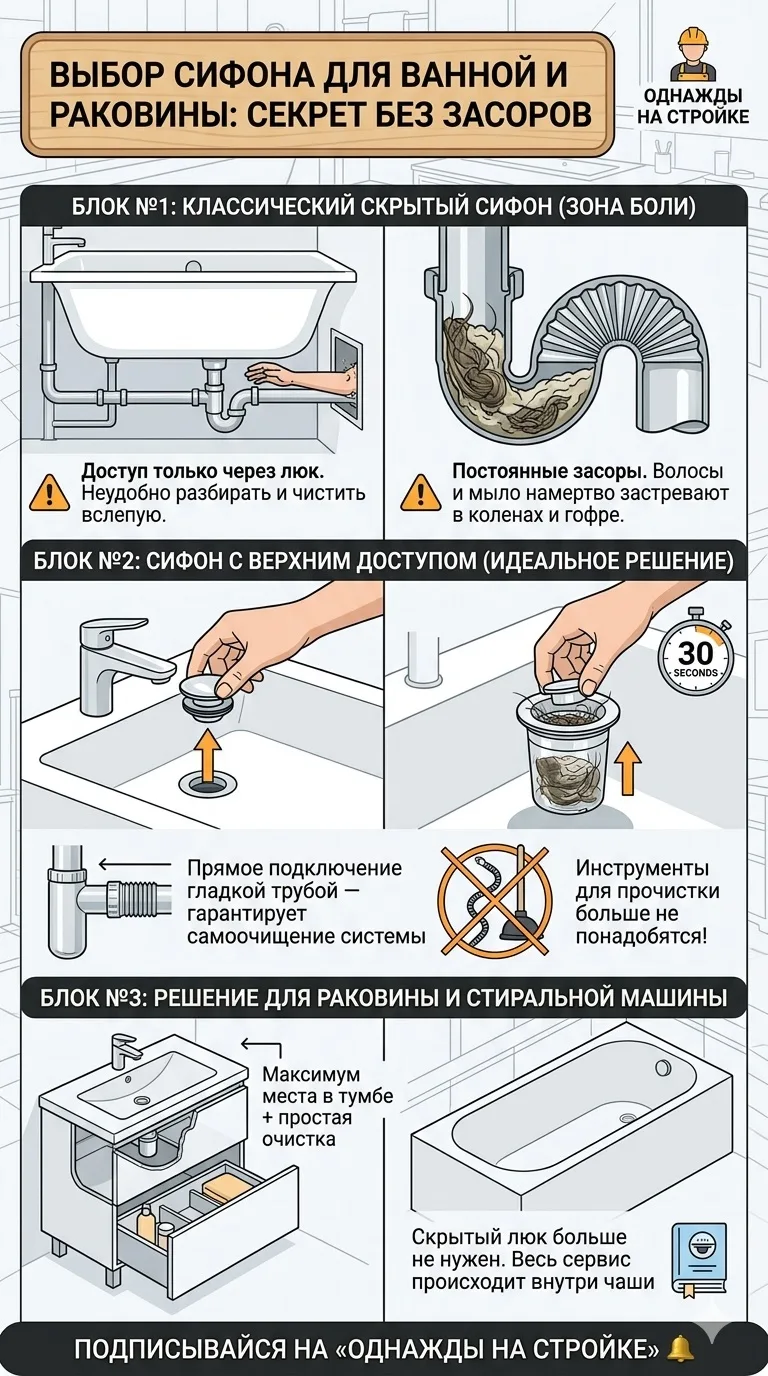 🛑 Хватит разбирать сифоны! Как решить проблему засоров раз и навсегда