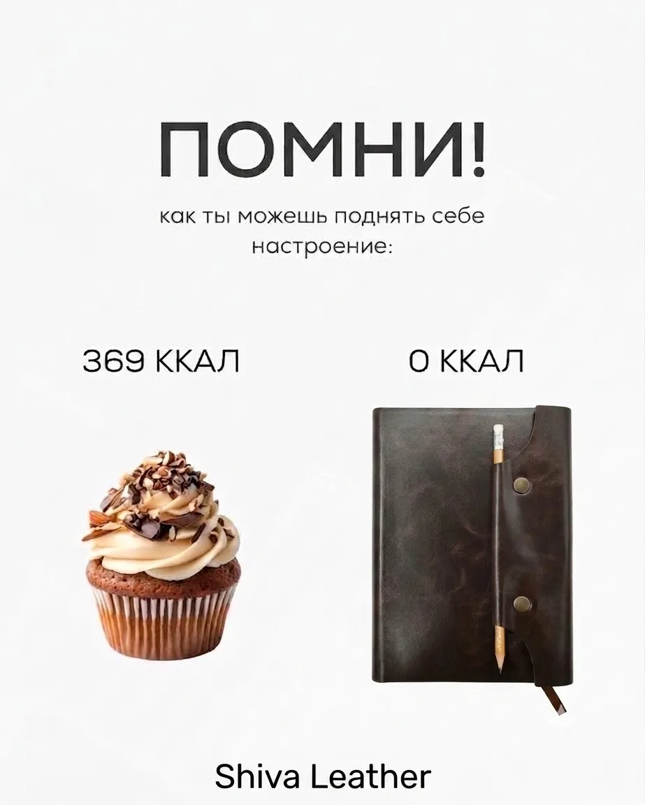 Помни: настроение можно поднять по‑разному!

С одной стороны — тот самый капкейк: 369 ккал чистого у