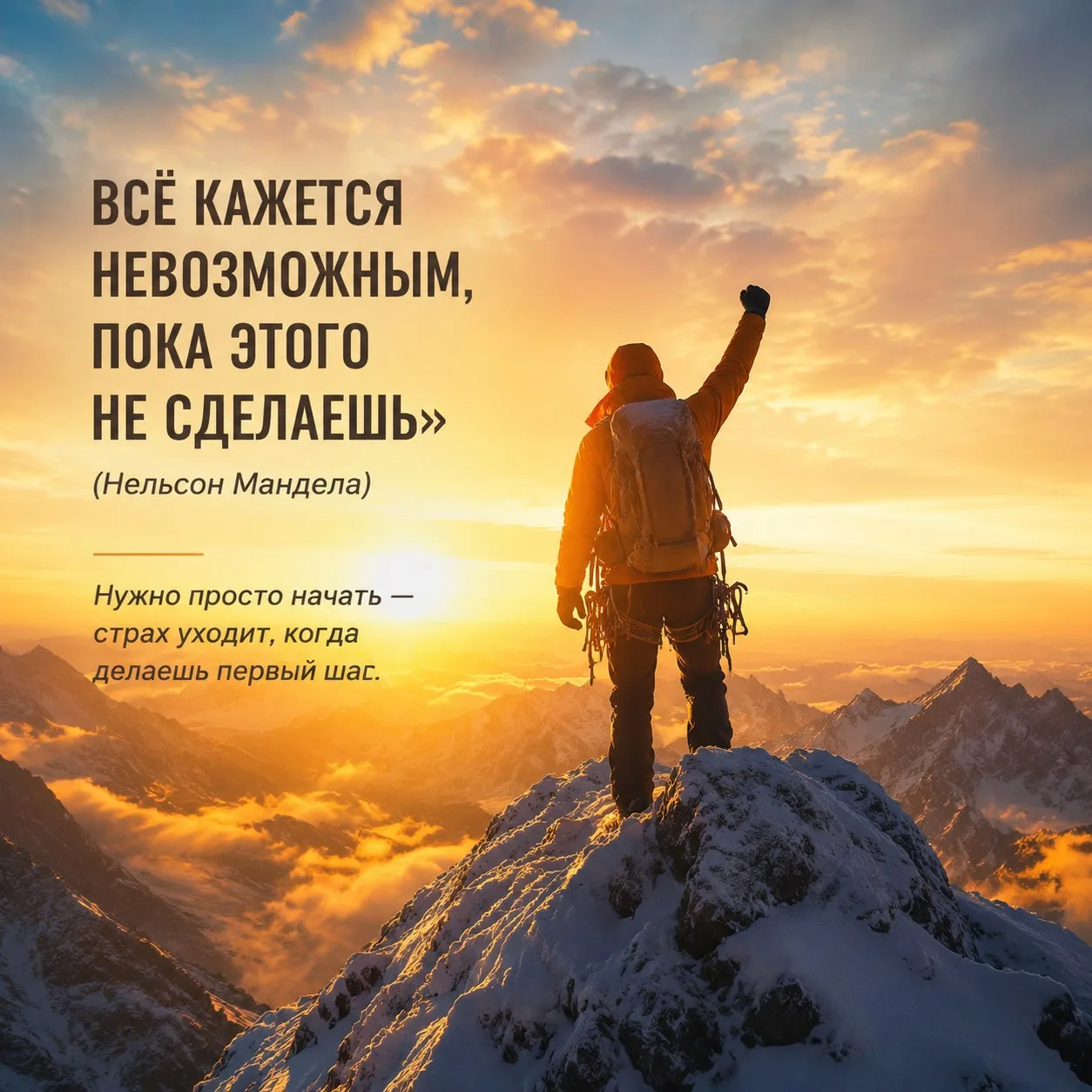 Всё кажется невозможным, пока этого не сделаешь.
📚Нельсон Мандела

#мотивация #цитаты

Территория д