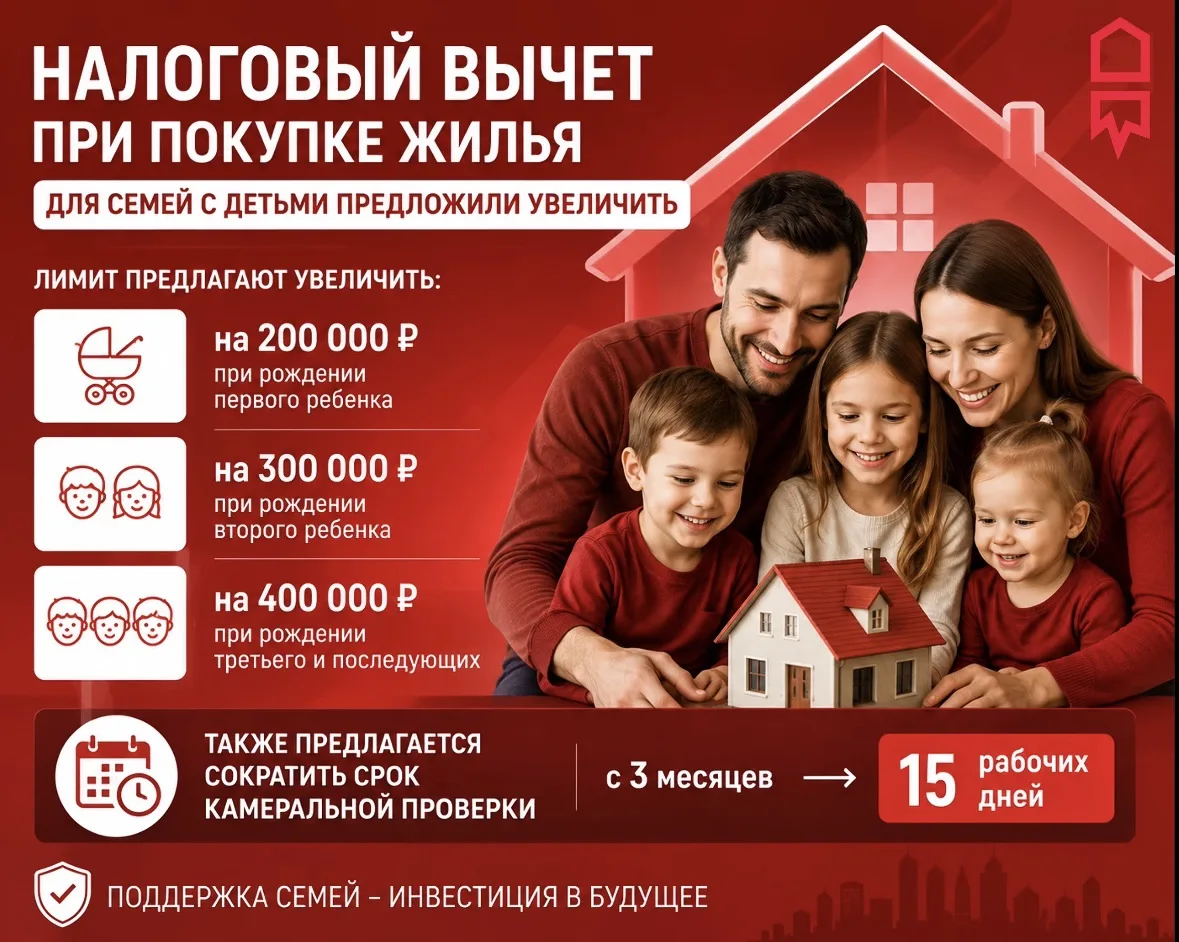 📈 Налоговый вычет при покупке жилья для семей с детьми предложили увеличить