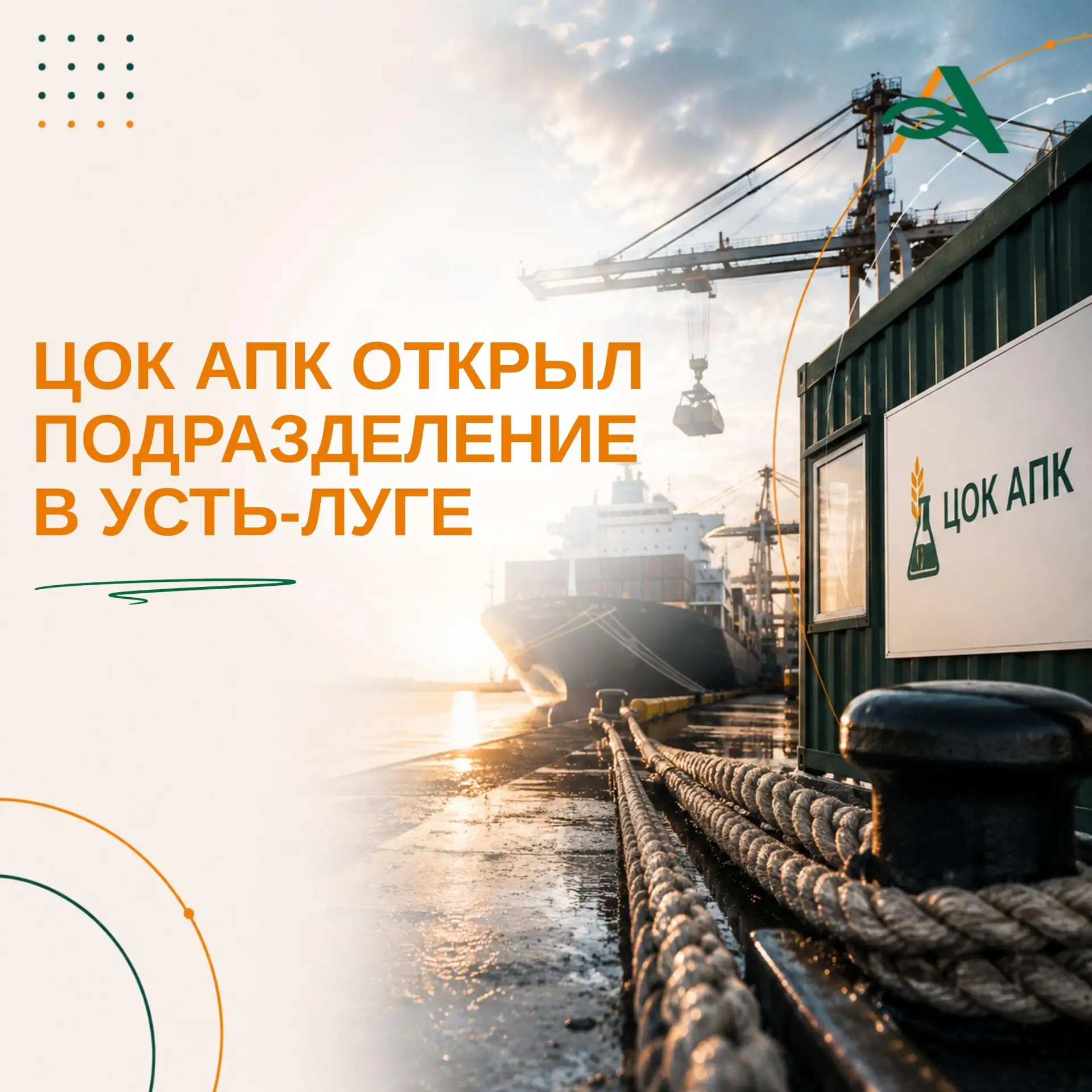 📍 ЦОК АПК открыл подразделение в порту Усть-Луга Ленинградской области