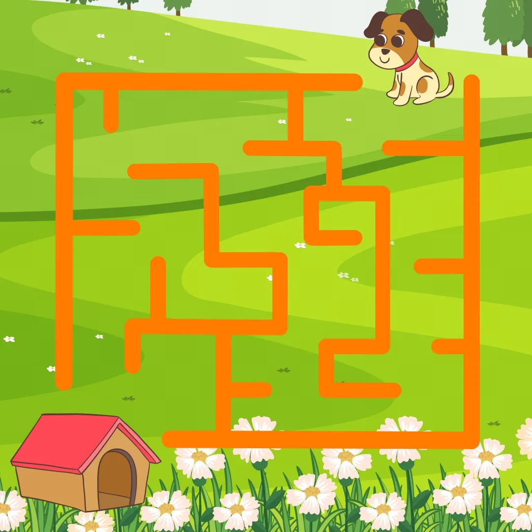 🐶✨ Наш маленький пёсик спешит домой, но он потерялся.

Ему нужна помощь: чтобы найти свою будку, пр