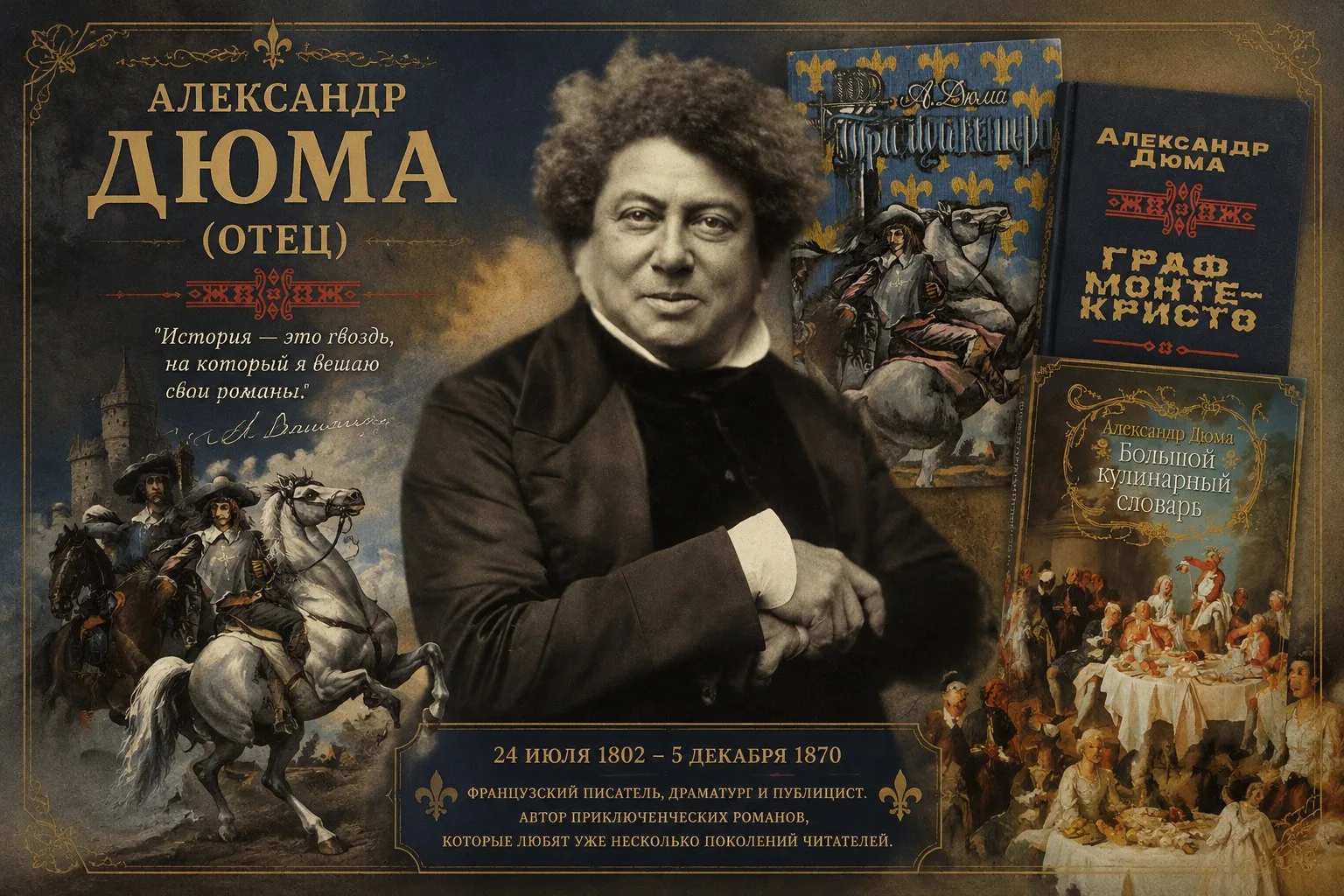 🎉Сегодня день рождения Александра Дюма (отца)!🎂

24 июля 1802 года родился один из самых захватыва