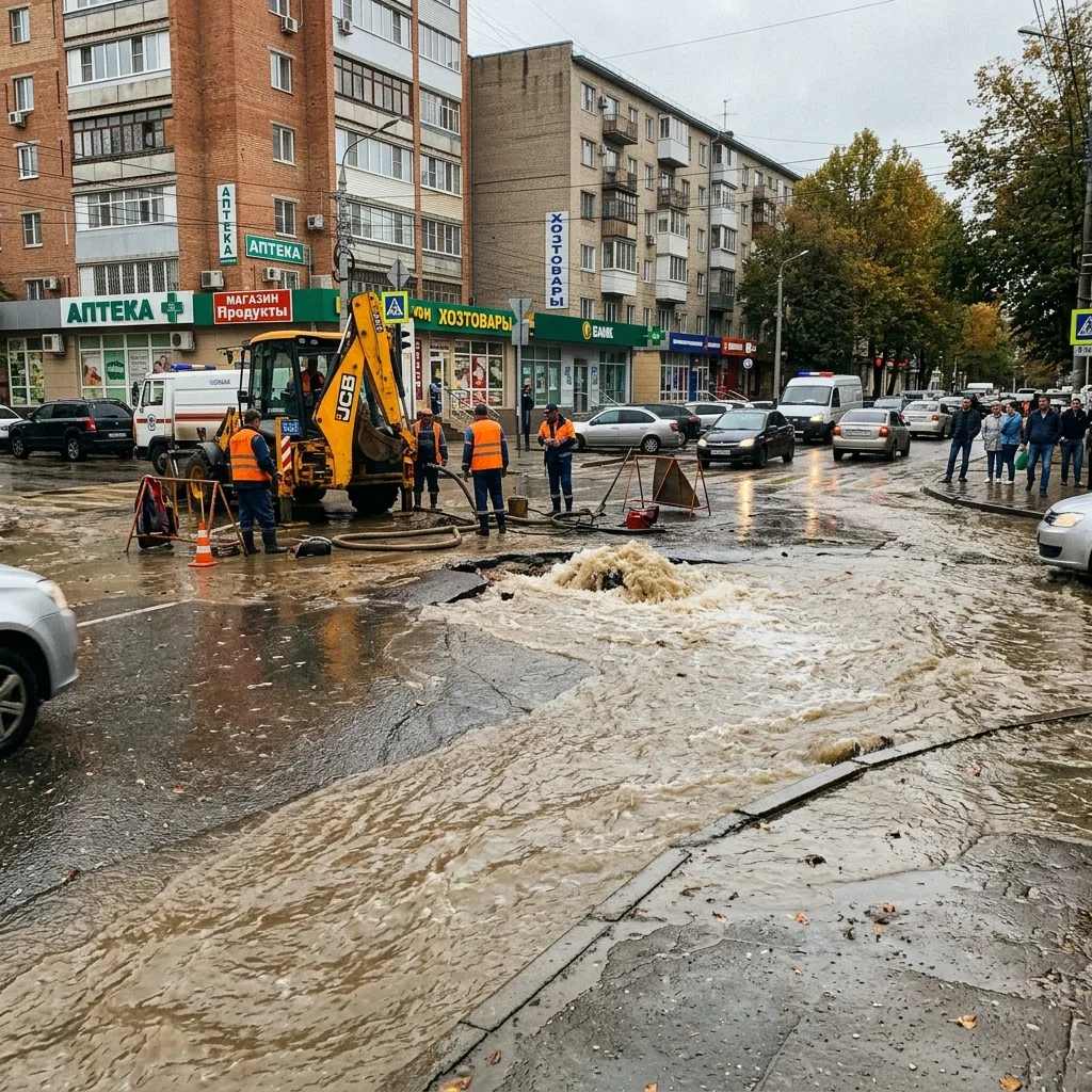 🔴 СРОЧНО: Более 10 улиц в Краснодаре остались без холодной воды из-за порыва трубопровода