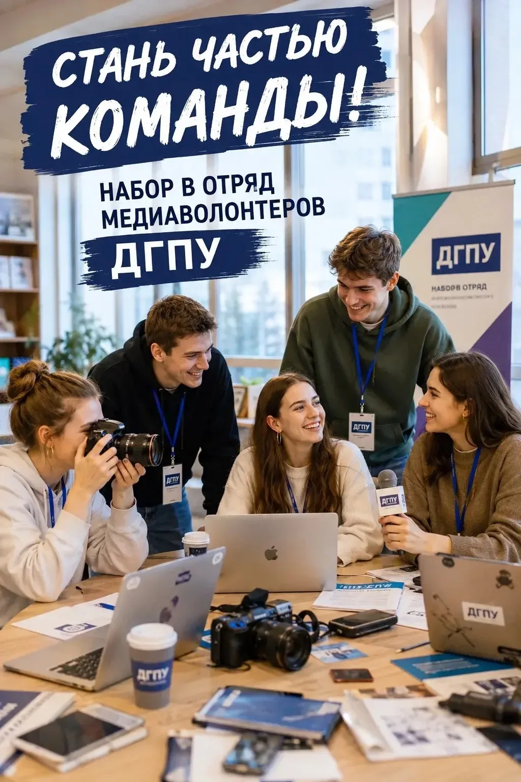 Стань частью команды ДГПУ! 🎬🔥

Медиацентр университета открывает набор в отряд медиаволонтеров. 