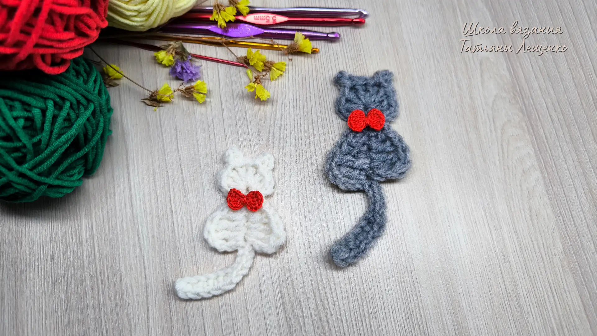Котик-аппликация крючком — легко и быстро!