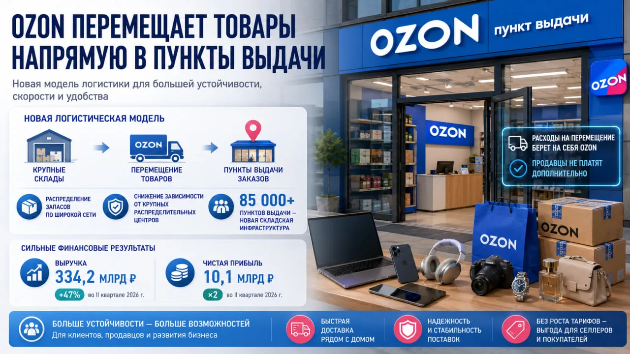 Ozon начал перемещать часть дорогостоящих товаров — прежде всего электронику и продукцию известных б