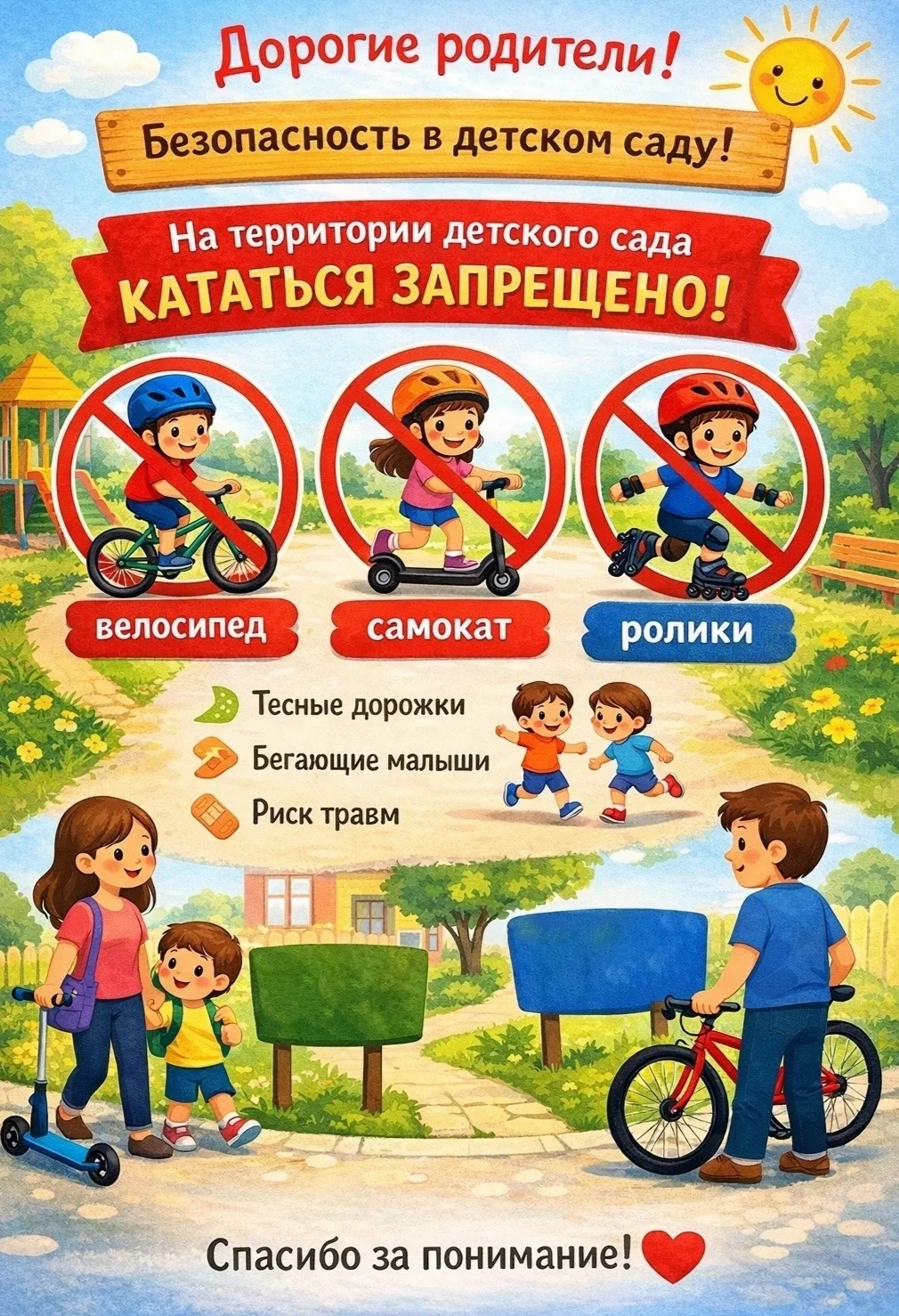 📢 Уважаемые родители!

🚫 Обращаем ваше внимание: на территории детского сада строго запрещено ката