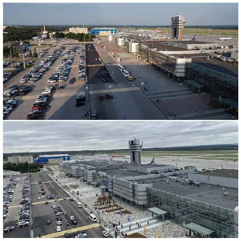 Аэропорт «Кольцово» представил обновлённую площадь перед терминалами.