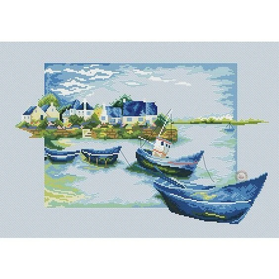 Blue boats. Дизайн Lanarte
