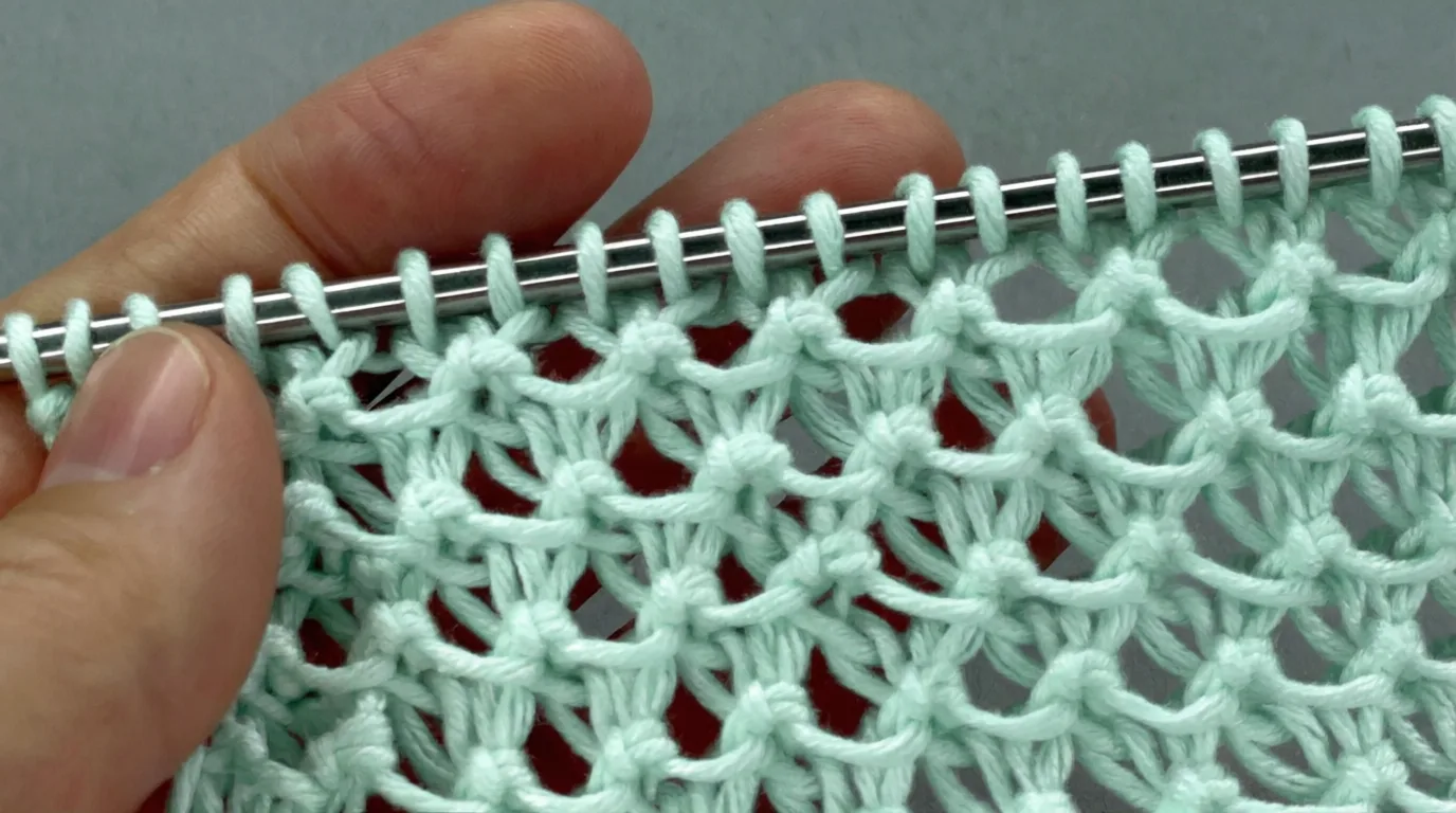 🧶 «УЗЕЛКОВЫЙ АЖУР» — мелкий узор, который держит форму  📌 Мелкий ажурный узор с аккуратными узелками
