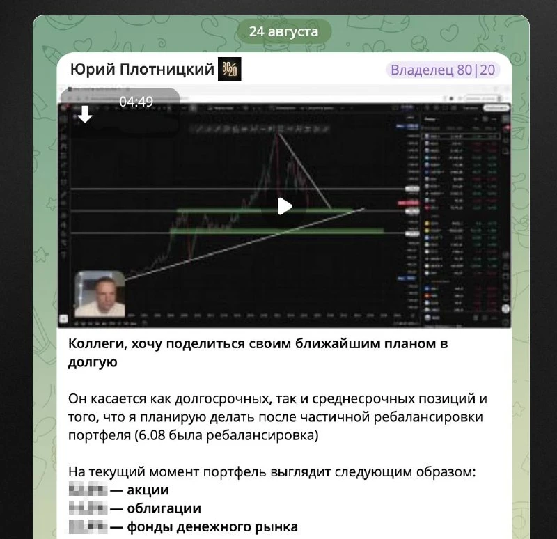 Опубликовал свой портфель и план действий.