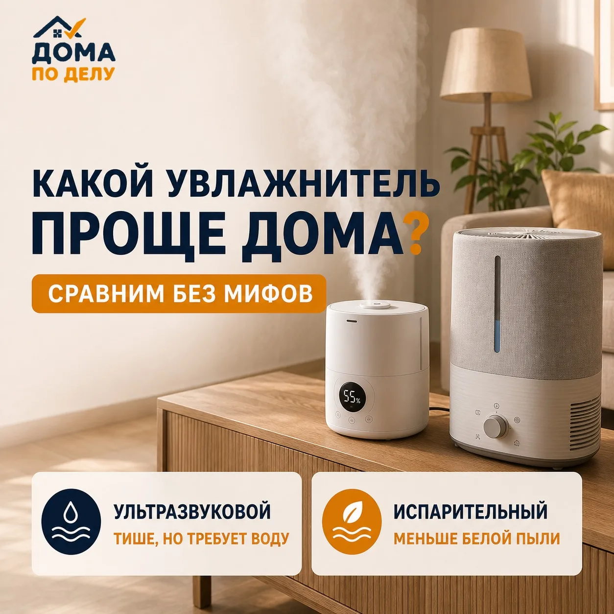 💨 Ультразвуковой или испарительный увлажнитель — какой проще дома?