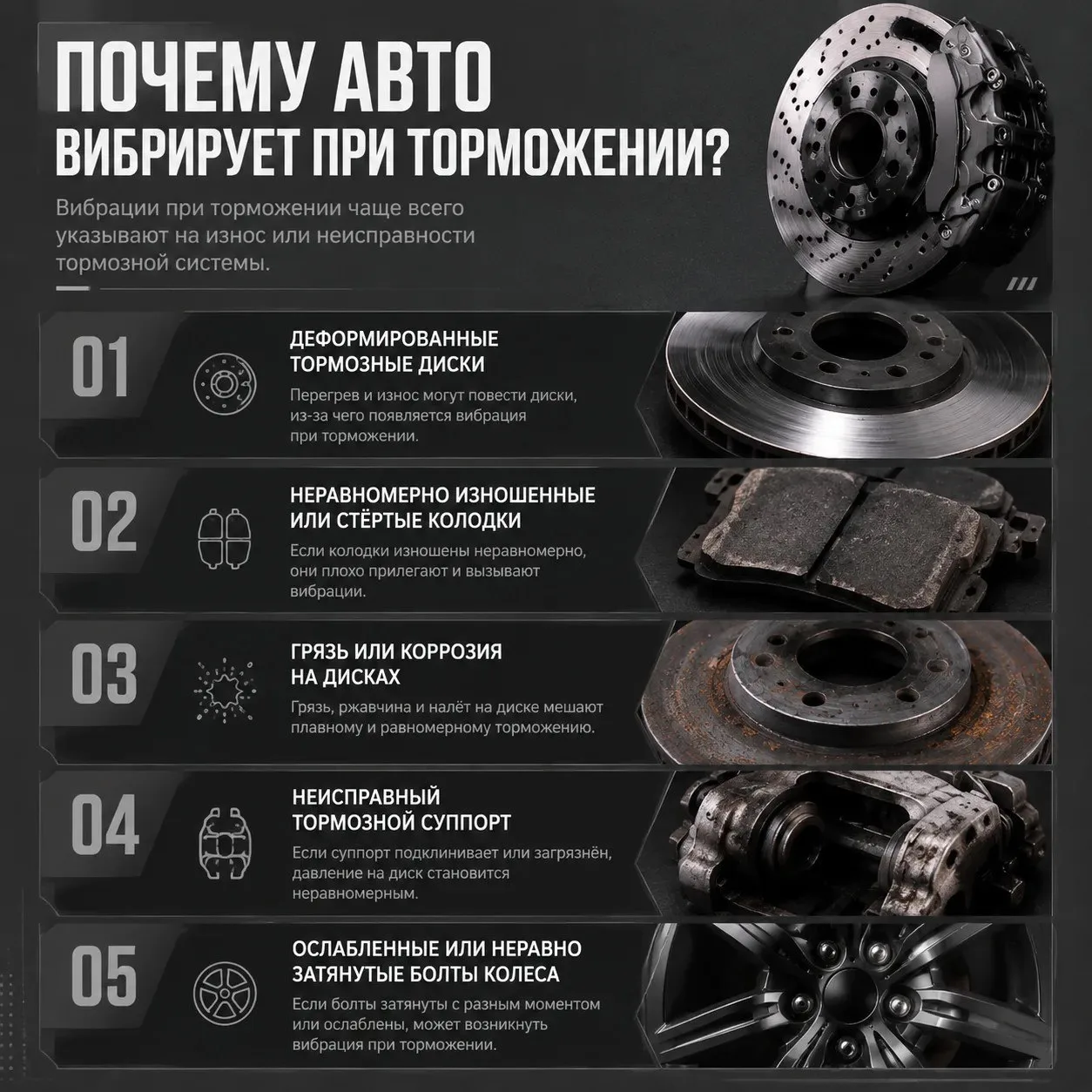 Почему авто вибрирует при торможении? 🔊