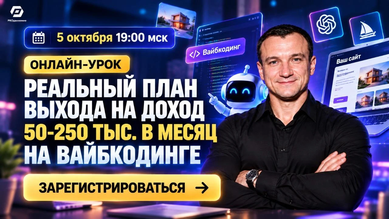 🔥 Запишитесь на онлайн-урок и получите экспресс-курс по вайбкодингу в пoдарок!