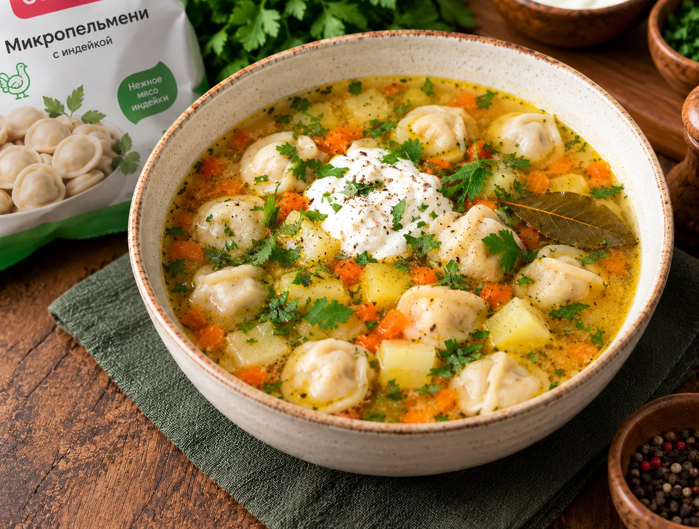 🍲 Суп с микропельменями по-бабушкиному — просто, сытно и очень по-домашнему! 🥟🥔