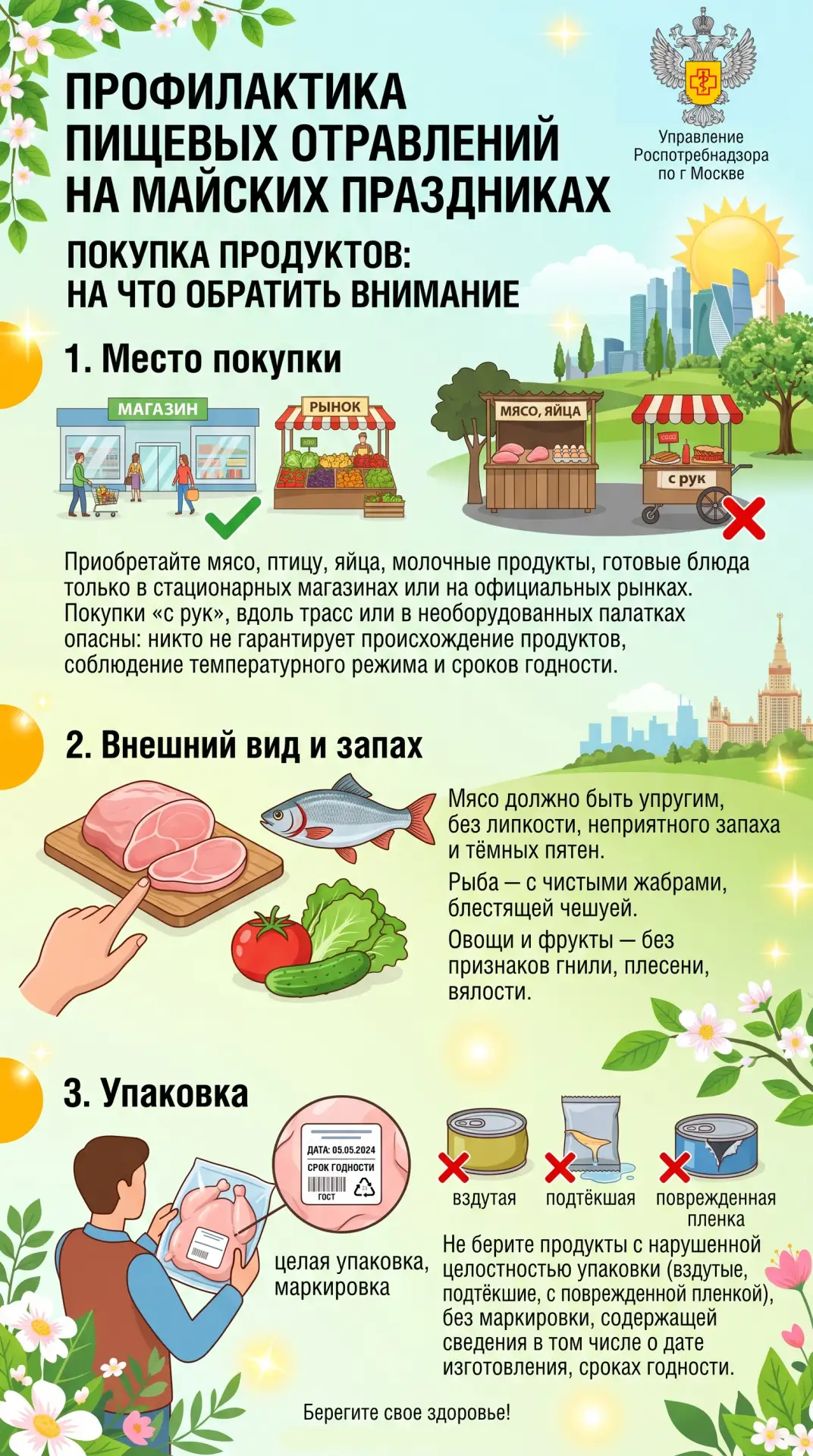 Профилактика пищевых отравлений на майских праздниках🍖   Майские праздники традиционно сопровождаютс