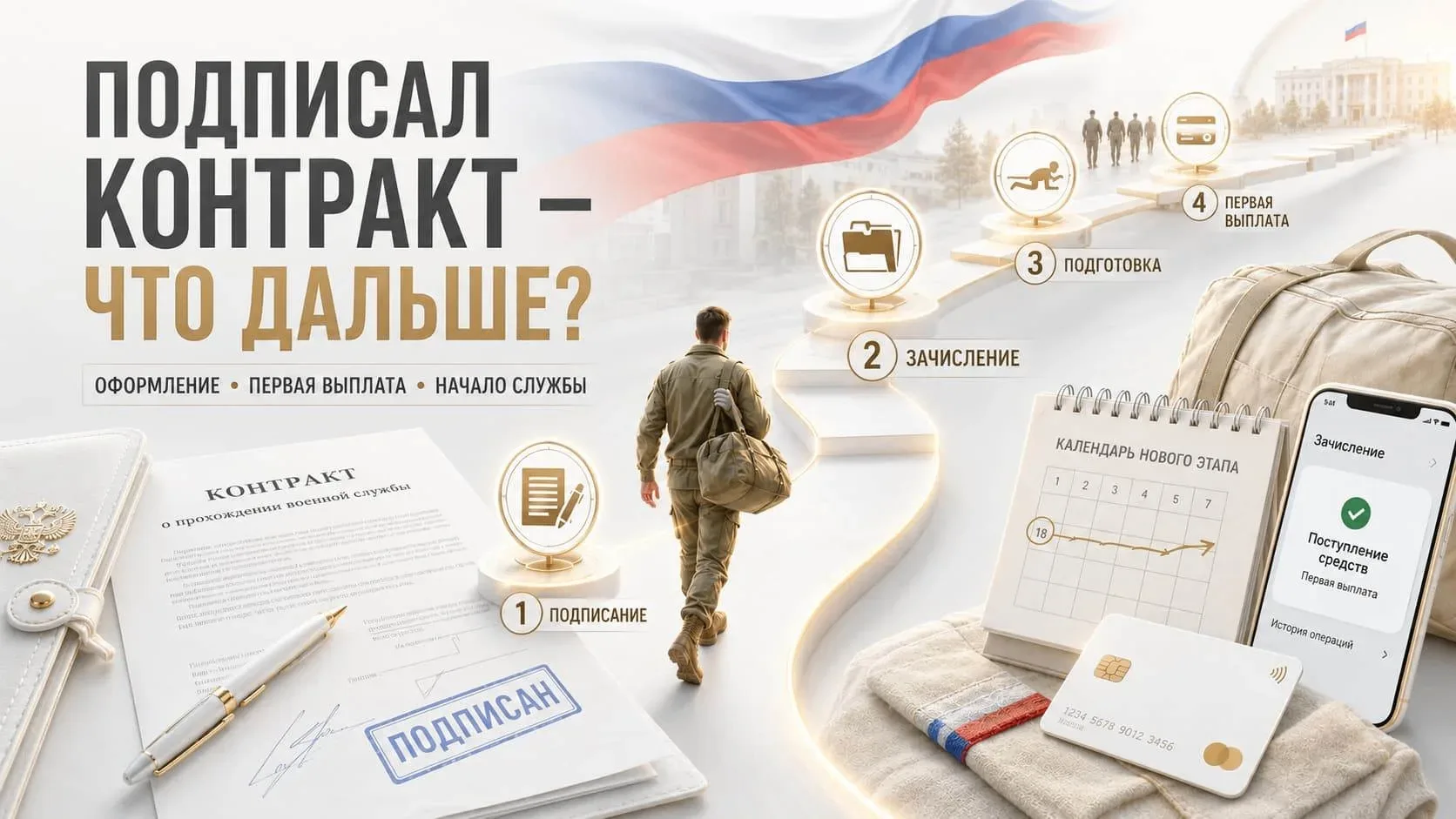 Подписал контракт — что происходит дальше
────────────────────
После подписания контракта военнослуж