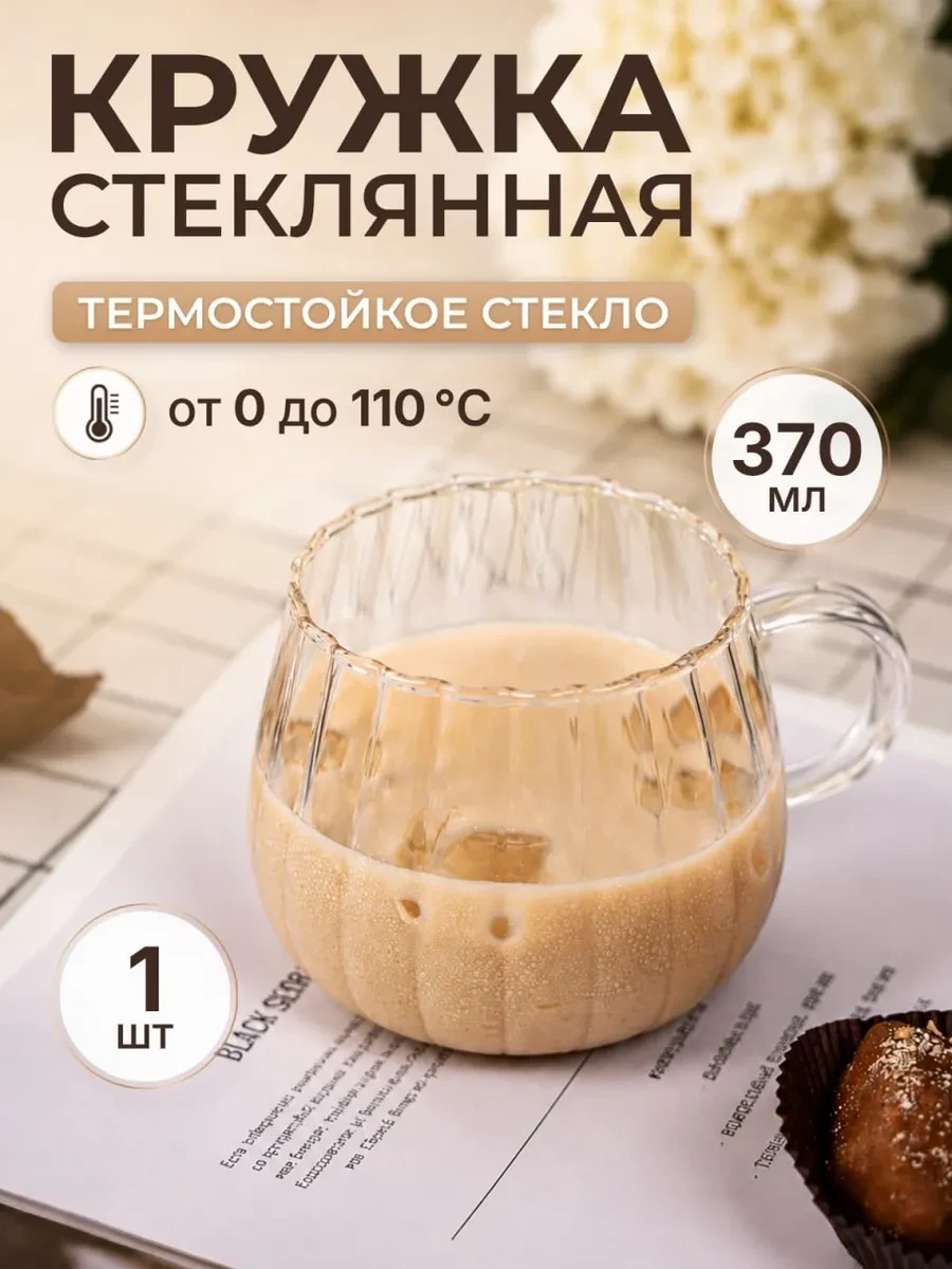 ⚡️ Красивая кружка для чая и кофе- стеклянная прозрачная