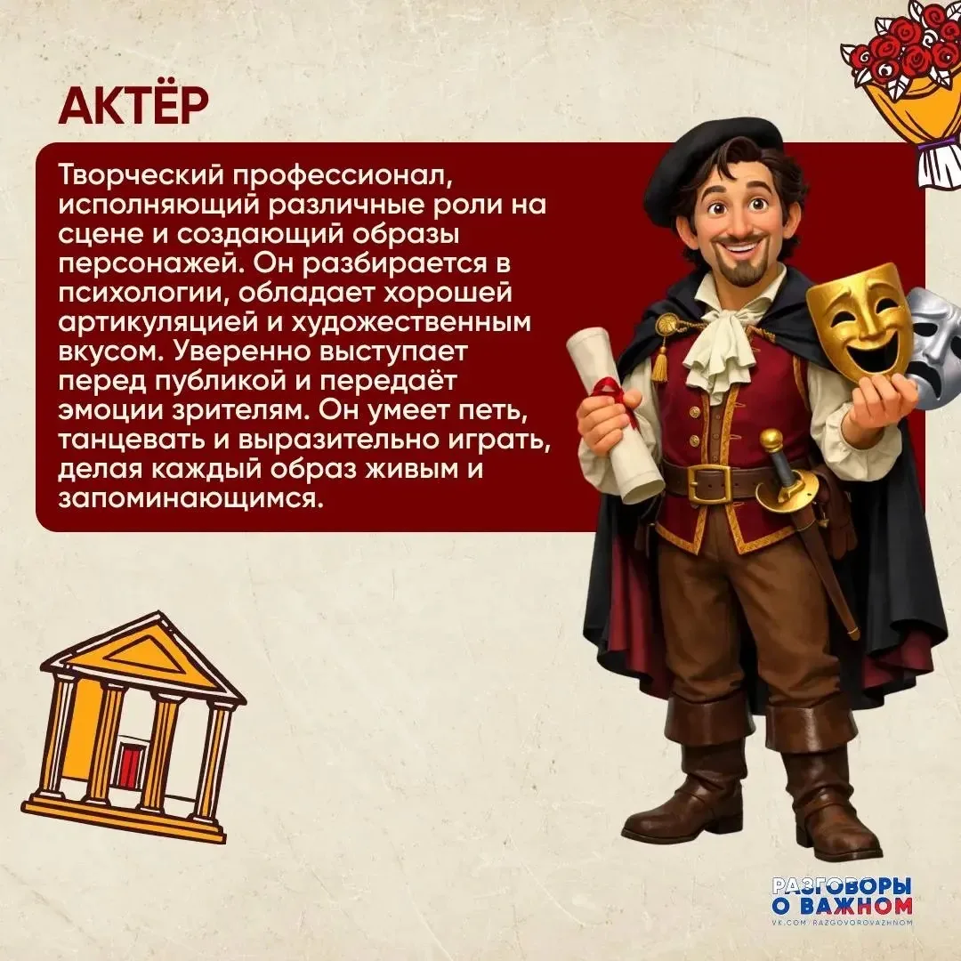 Театральные профессии 🎭  подробнее в карточках 👆🏻 #разговорыоважном