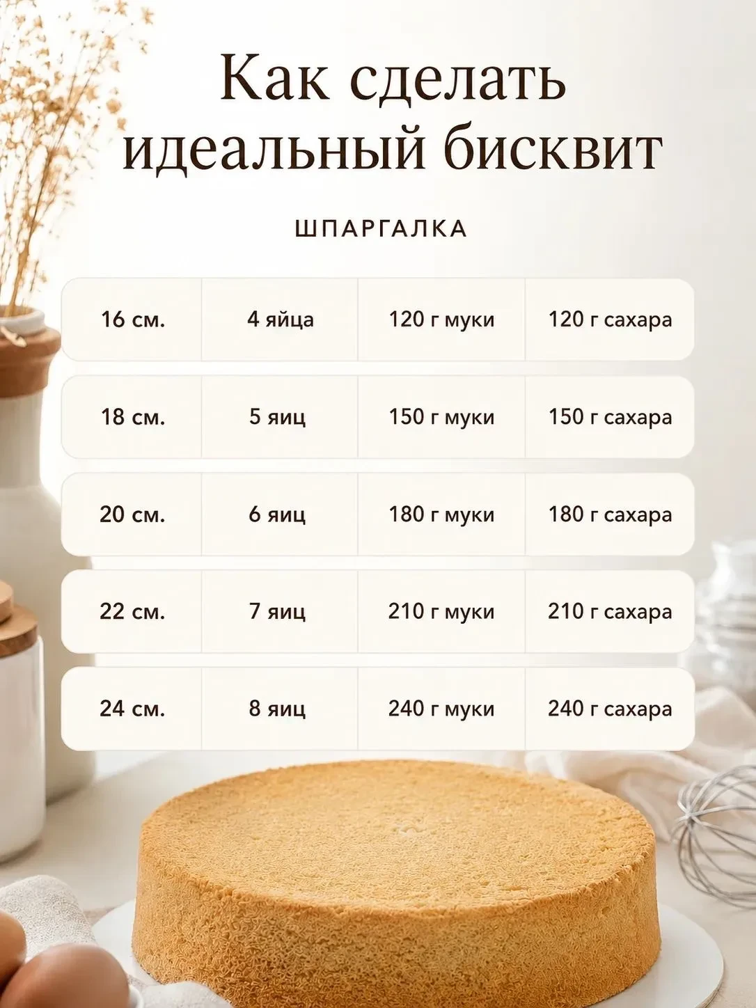 Как сделать идеальный бисквит 👍