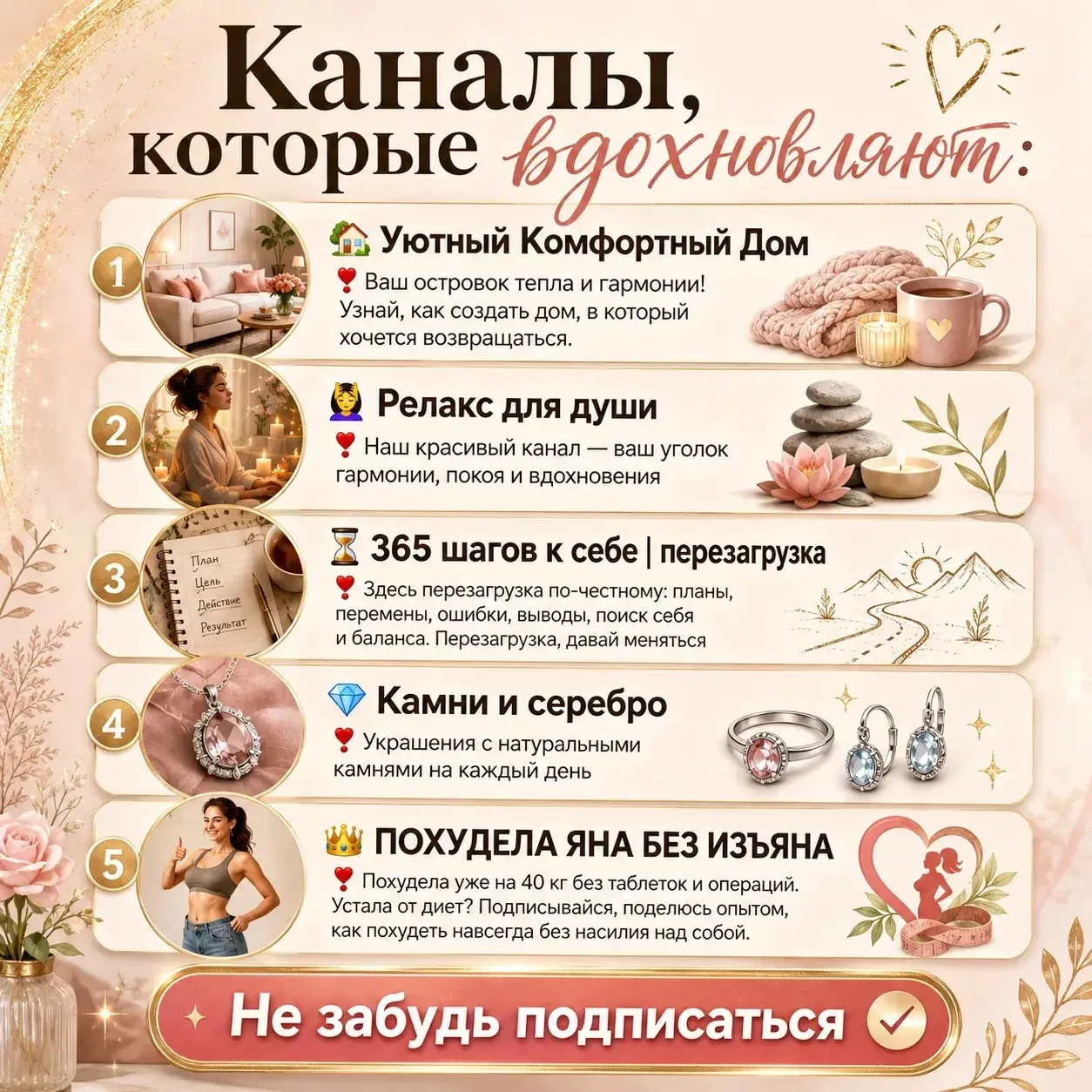 Каналы, которые вдохновляют:

🏡 Уютный Комфортный Дом 

   ❣️Ваш островок тепла и гармонии!
 Узнай,