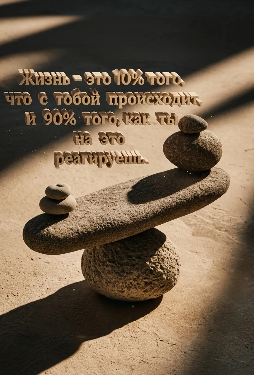 "Жизнь — это 10% того, что с тобой происходит, и 90% того, как ты на это реагируешь"