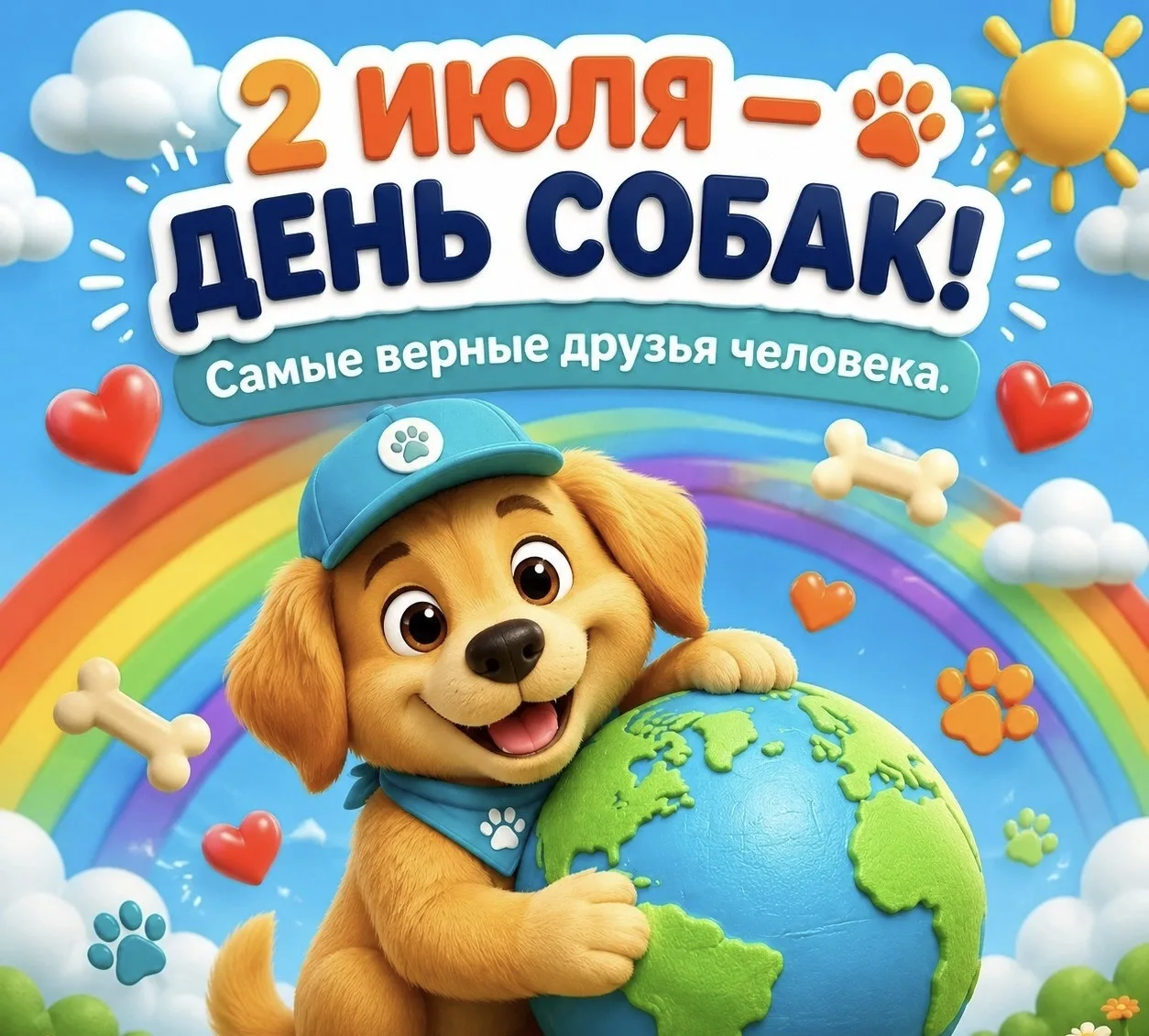 2 июля — Международный день собак! 🥳
Эти пушистые друзья делают нас счастливее каждый день. В карто