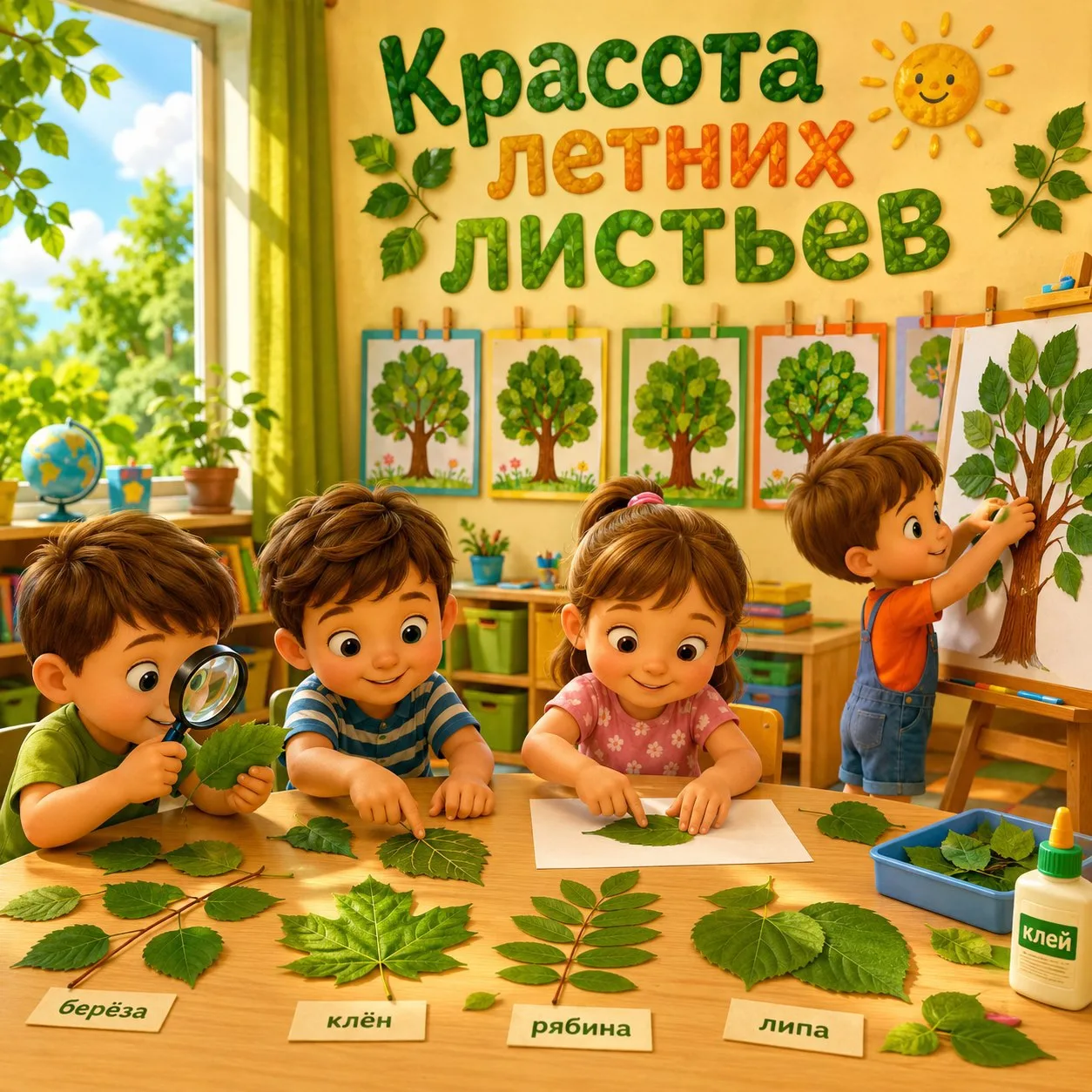 🌿В группе № 9 прошло интереснейшее занятие — "Летние листья", 
а началось оно с беседы о лете. Дошк