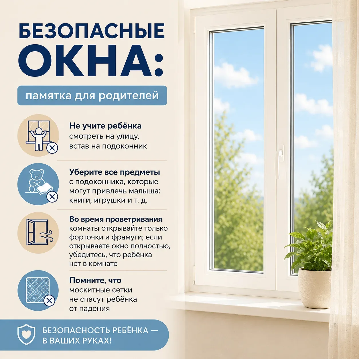 Статистика неумолима: каждый год дети страдают из‑за падения из окон 🪟