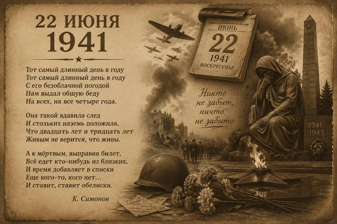 22 июня 1941 года — день начала Великой Отечественной войны. На рассвете (в 4 часа утра) нацистская 