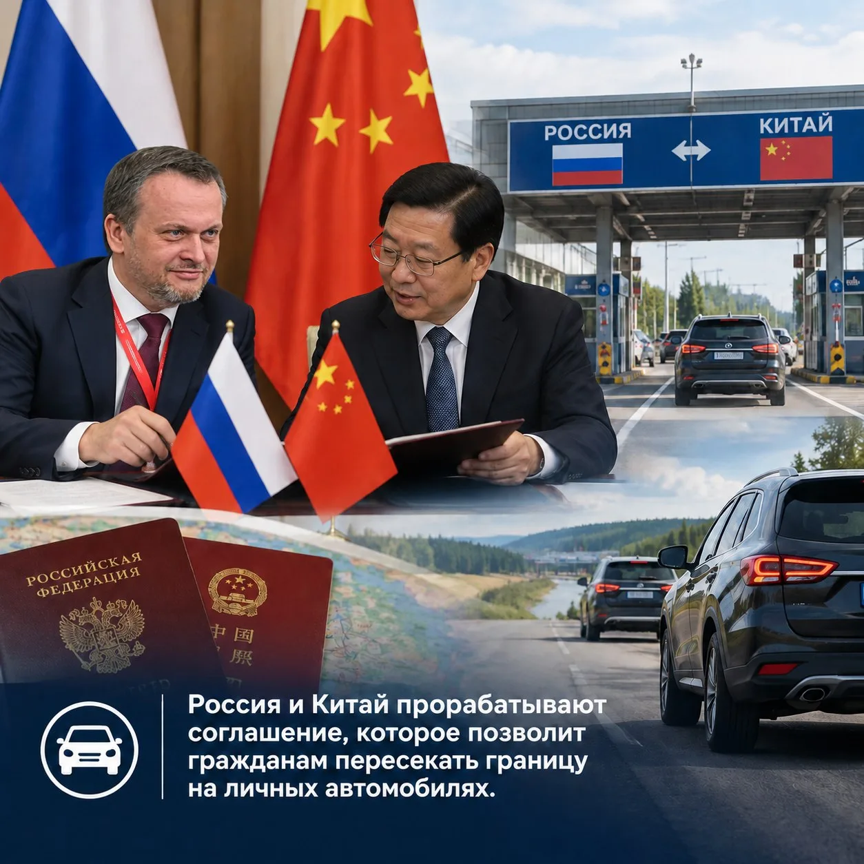 Россия и Китай ведут переговоры о возможности пересечения границы на личном транспорте ...