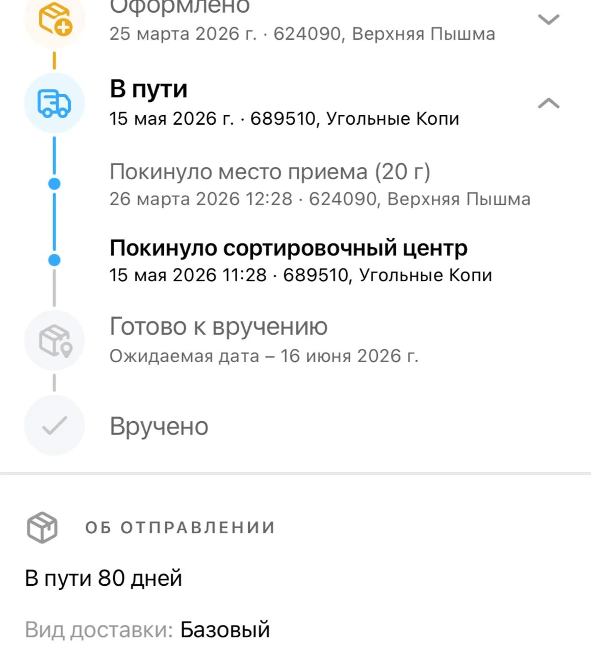 Здравствуйте, по поводу Почты России, есть кто-нибудь с Анадыря у кого такой же статус и до сих пор 