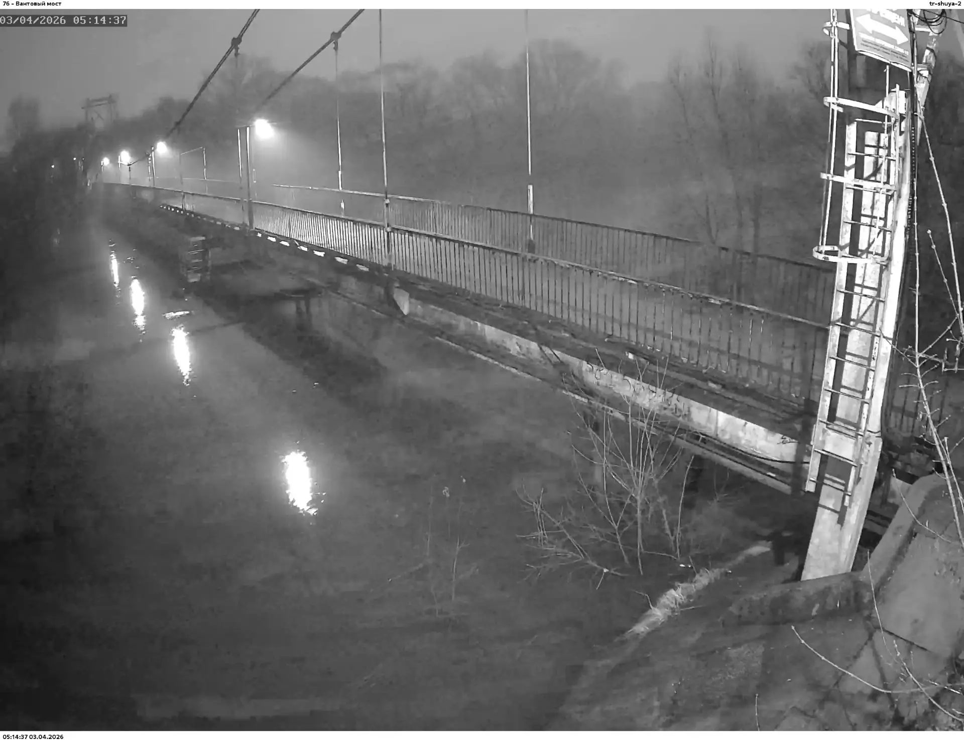 03.04.2026 года уровень воды в реке Теза в районе вантового моста.