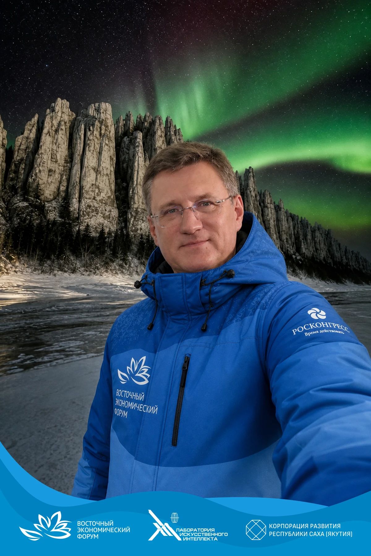 🤳 Александр Новак сделал ИИ-селфи на фоне Ленских столбов