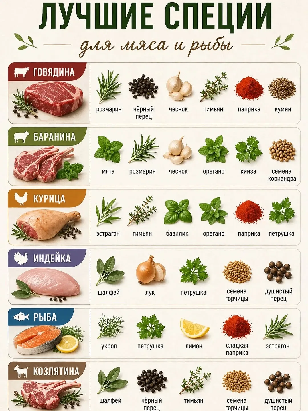 Лучшие специи для мяса и рыбы 🌿🥩🐟

Правильно подобранные специи помогают раскрыть вкус продукта и