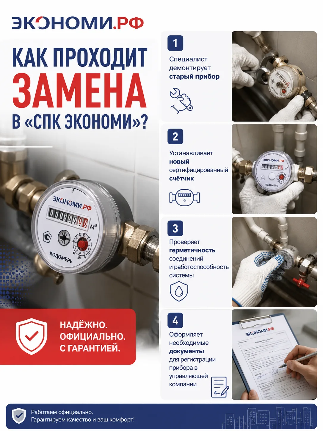 Замена счётчика требуется, если прибор неисправен, не прошёл поверку или его дальнейшая эксплуатация