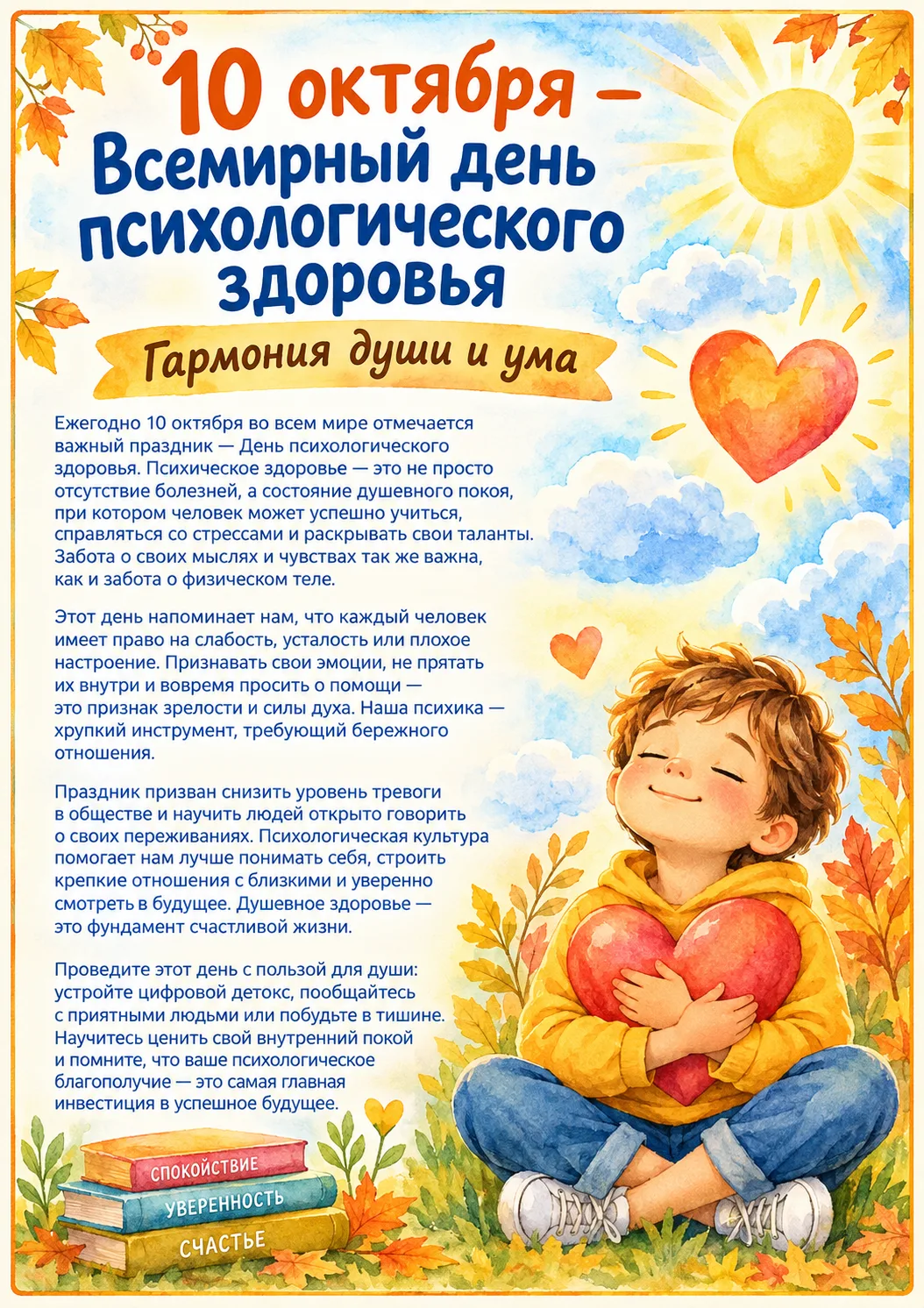 ⭐️10 октября. Всемирный день психологического здоровья. 🧠Часть 1